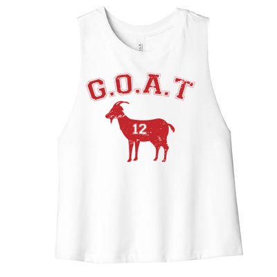 Goat 12 New England Football Fan Women's Racerback Cropped Tank