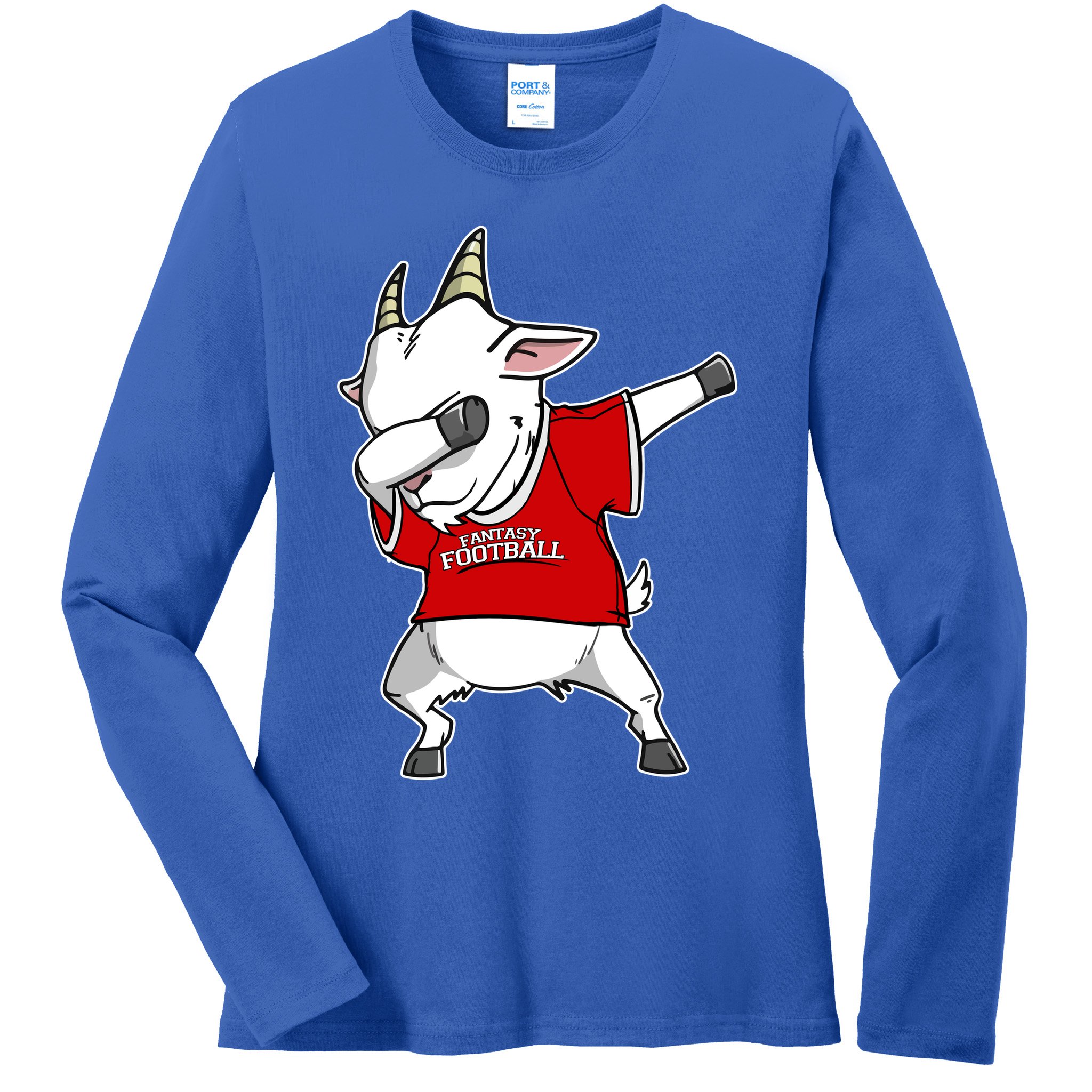GOAT Dabbing Fantasy Football Champion Ladies Long Sleeve Shirt