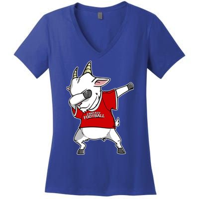 GOAT Dabbing Fantasy Football Champion Women's V-Neck T-Shirt
