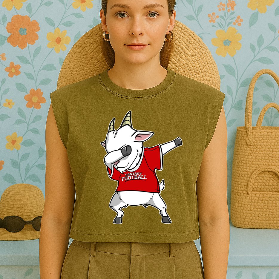 GOAT Dabbing Fantasy Football Champion Garment-Dyed Women's Muscle Tee