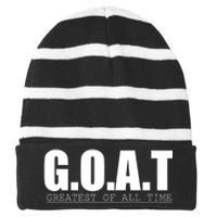 Goat Great Of All Time Striped Beanie with Solid Band