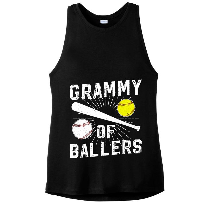 Grammy Of Ballers Baseball Softball Grammy Grandma Gift Ladies PosiCharge Tri-Blend Wicking Tank