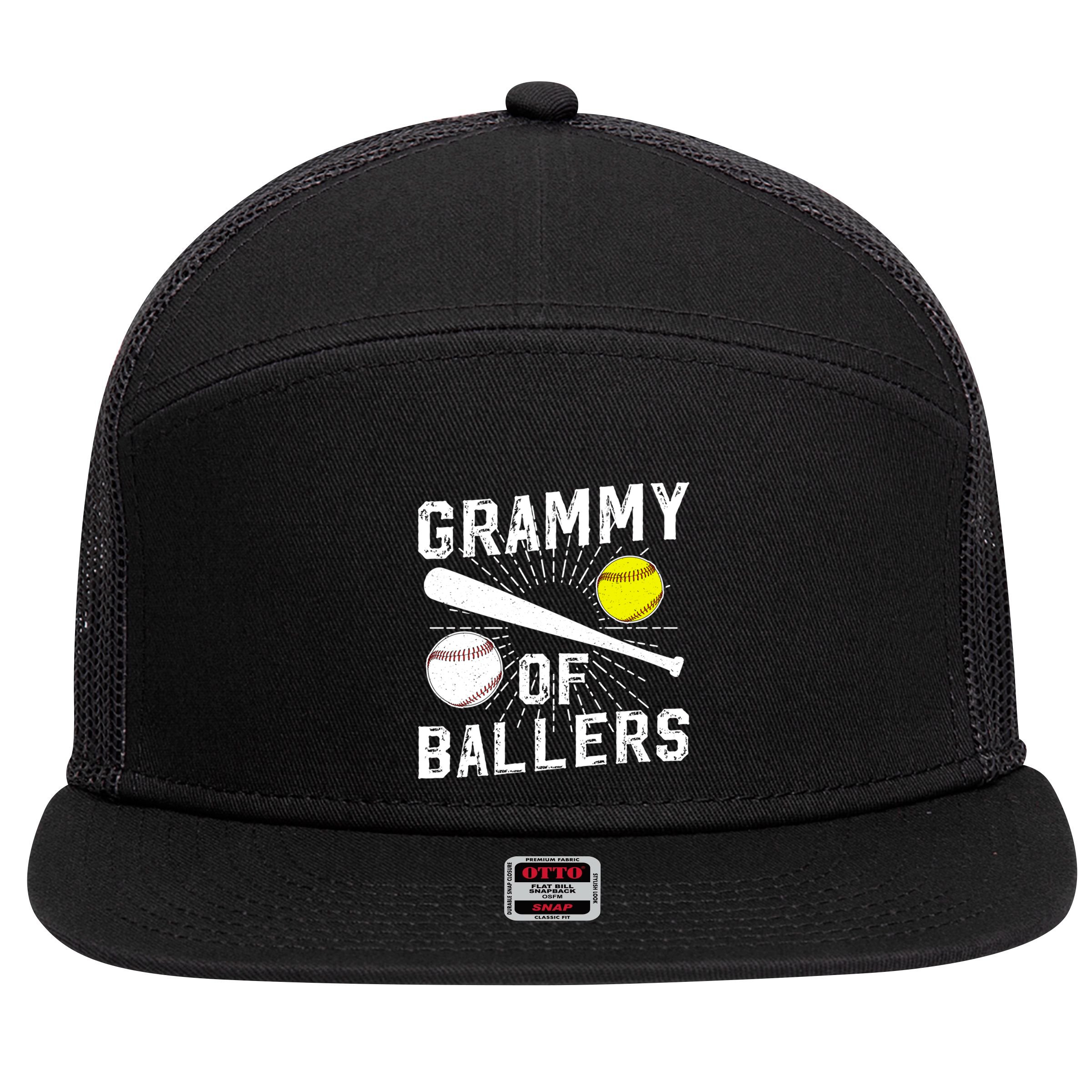 Grammy Of Ballers Baseball Softball Grammy Grandma Gift 7 Panel Mesh Trucker Snapback Hat