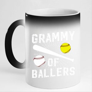 Grammy Of Ballers Baseball Softball Grammy Grandma Gift 11oz Black Color Changing Mug