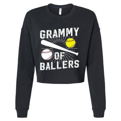 Grammy Of Ballers Baseball Softball Grammy Grandma Gift Cropped Pullover Crew