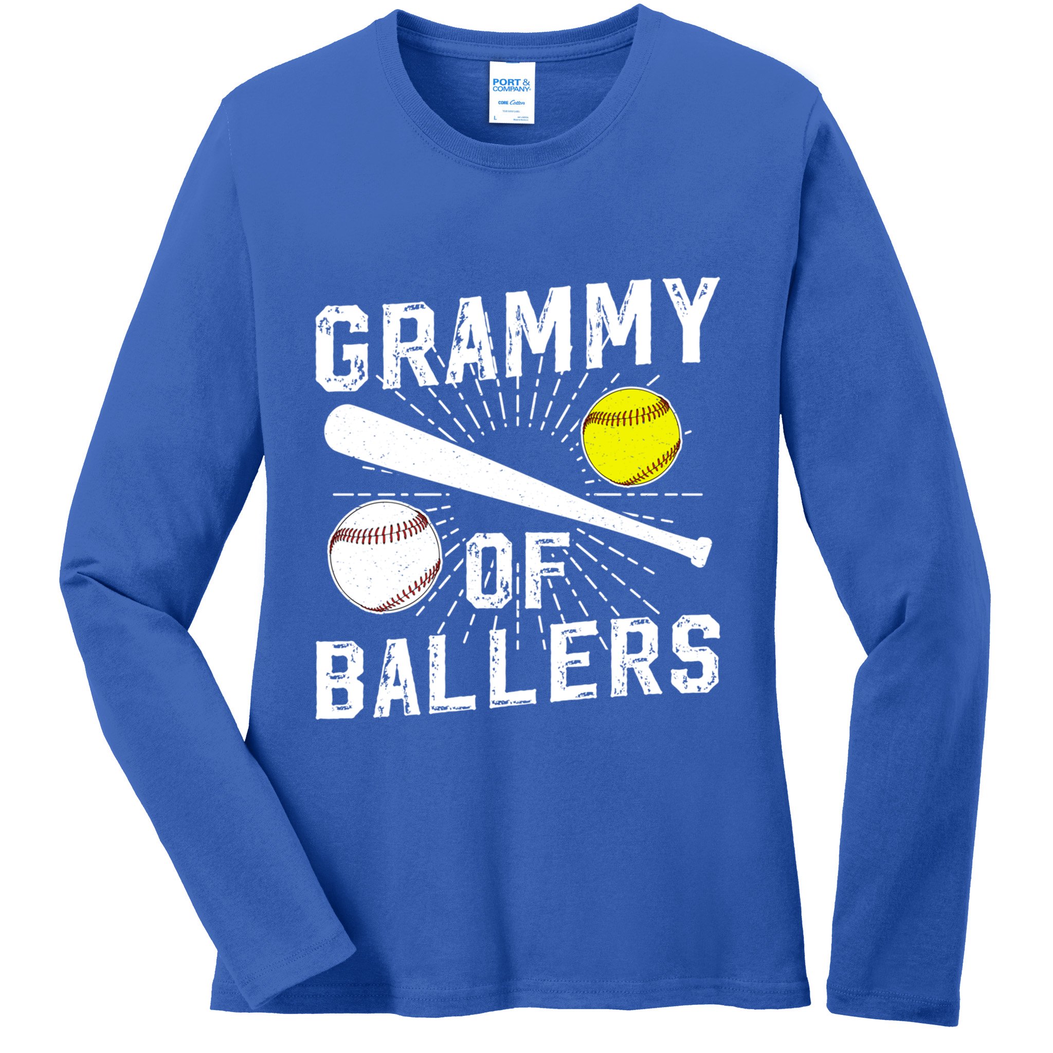 Grammy Of Ballers Baseball Softball Grammy Grandma Gift Ladies Long Sleeve Shirt