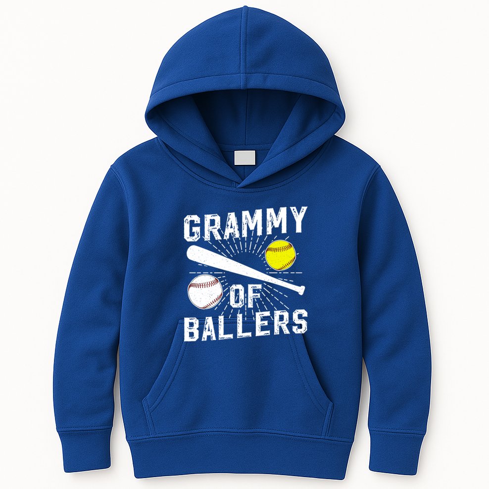 Grammy Of Ballers Baseball Softball Grammy Grandma Gift Kids Hoodie