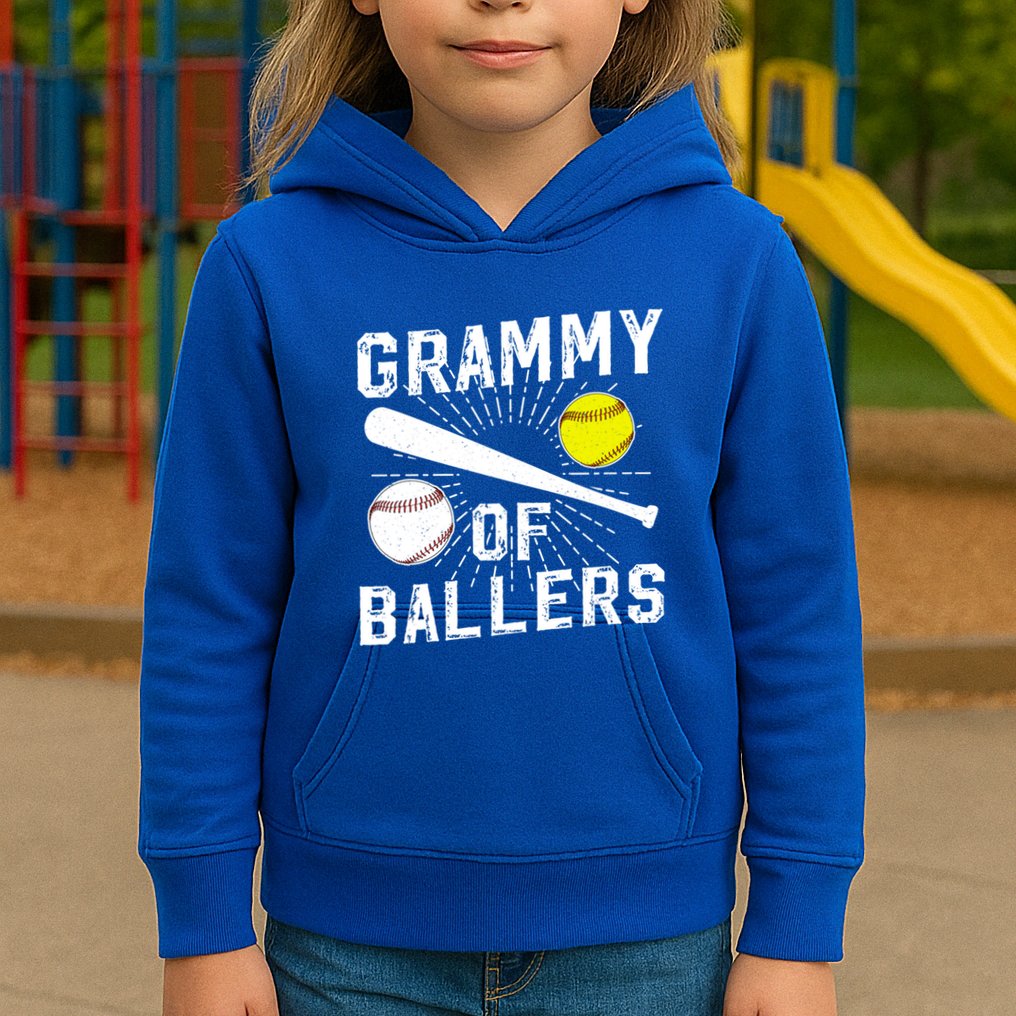 Grammy Of Ballers Baseball Softball Grammy Grandma Gift Kids Hoodie