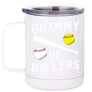 Grammy Of Ballers Baseball Softball Grammy Grandma Gift 12 oz Stainless Steel Tumbler Cup