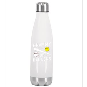 Grammy Of Ballers Baseball Softball Grammy Grandma Gift Stainless Steel Insulated Water Bottle