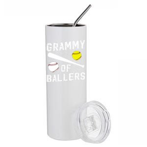 Grammy Of Ballers Baseball Softball Grammy Grandma Gift Stainless Steel Tumbler