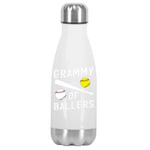 Grammy Of Ballers Baseball Softball Grammy Grandma Gift Stainless Steel Insulated Water Bottle