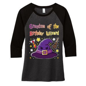 Grandma Of Birthday Wizard 9th Birthday Magic Theme Party Women's Tri-Blend 3/4-Sleeve Raglan Shirt