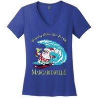 Growing Older But Not Up Surfing Santa  Women's V-Neck T-Shirt