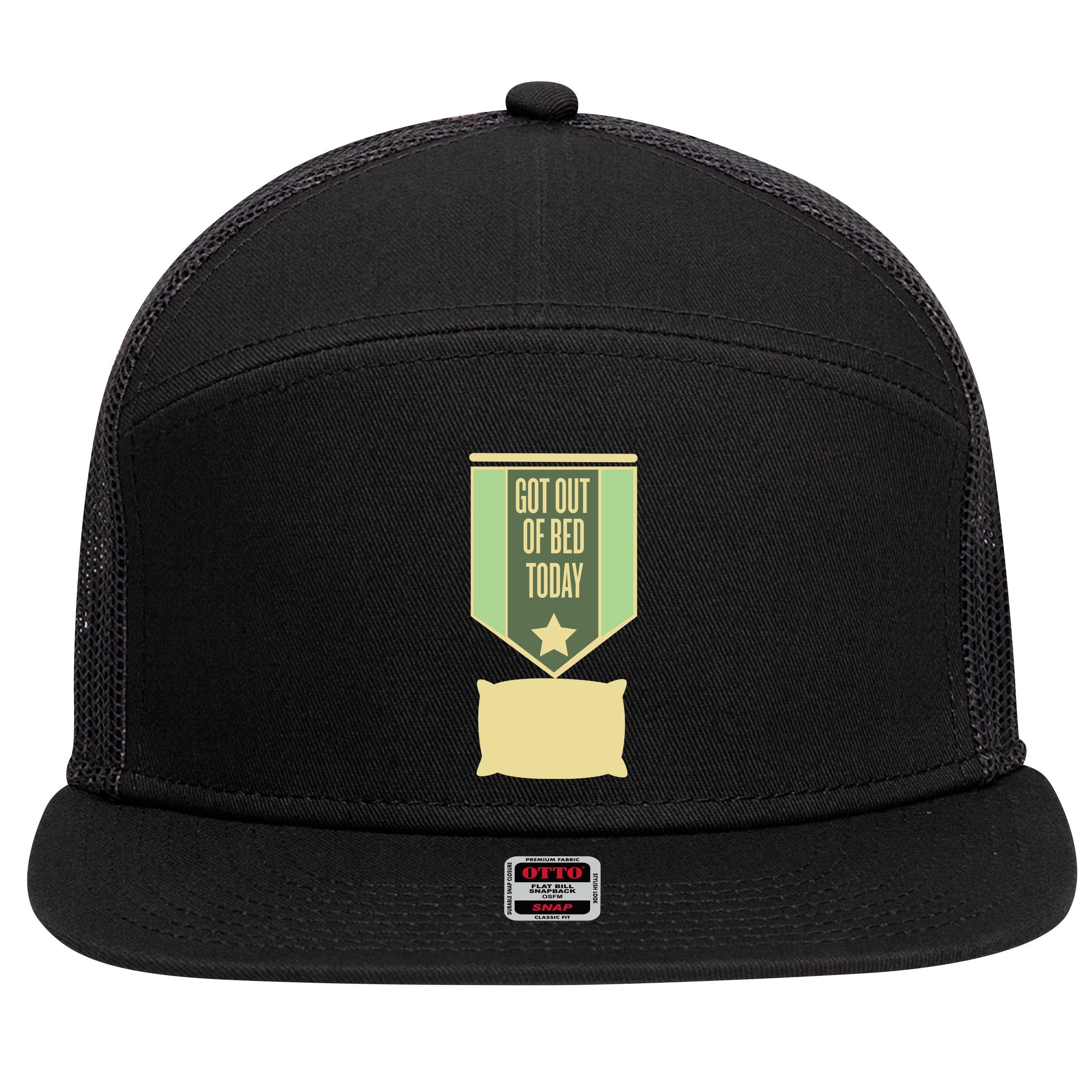 Get Out Of Bed 7 Panel Mesh Trucker Snapback Hat