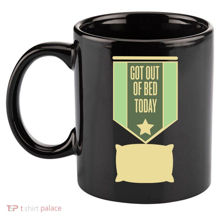Get Out Of Bed 11oz C Handle Ceramic Mug
