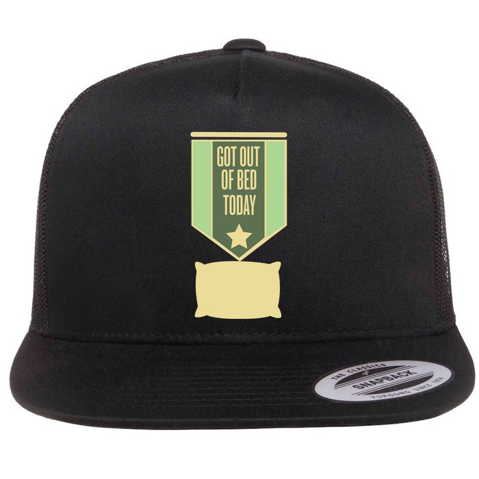 Get Out Of Bed Flat Bill Trucker Hat
