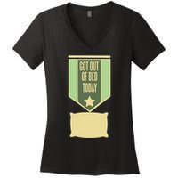 Get Out Of Bed Women's V-Neck T-Shirt