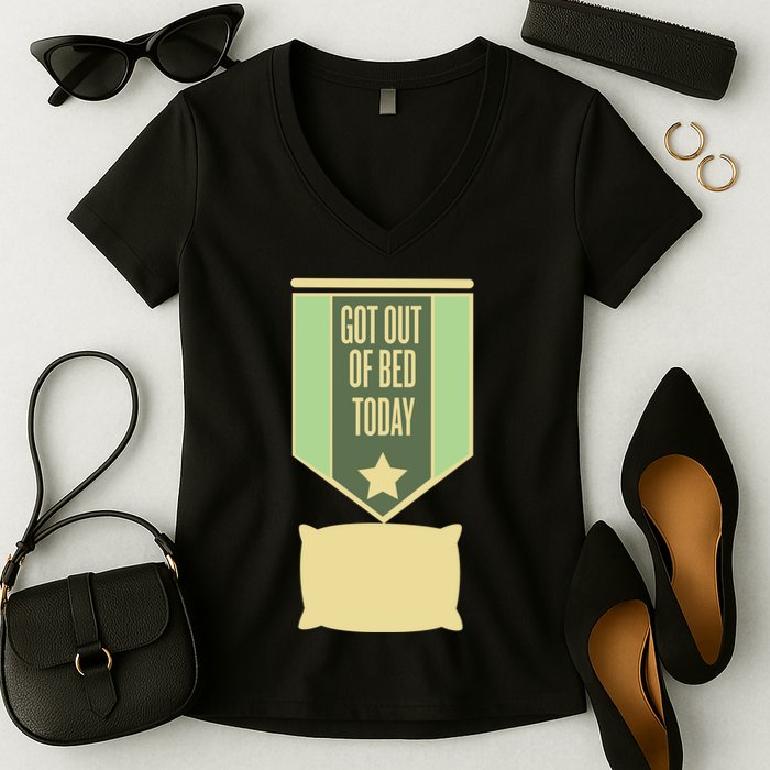 Get Out Of Bed Women's V-Neck T-Shirt