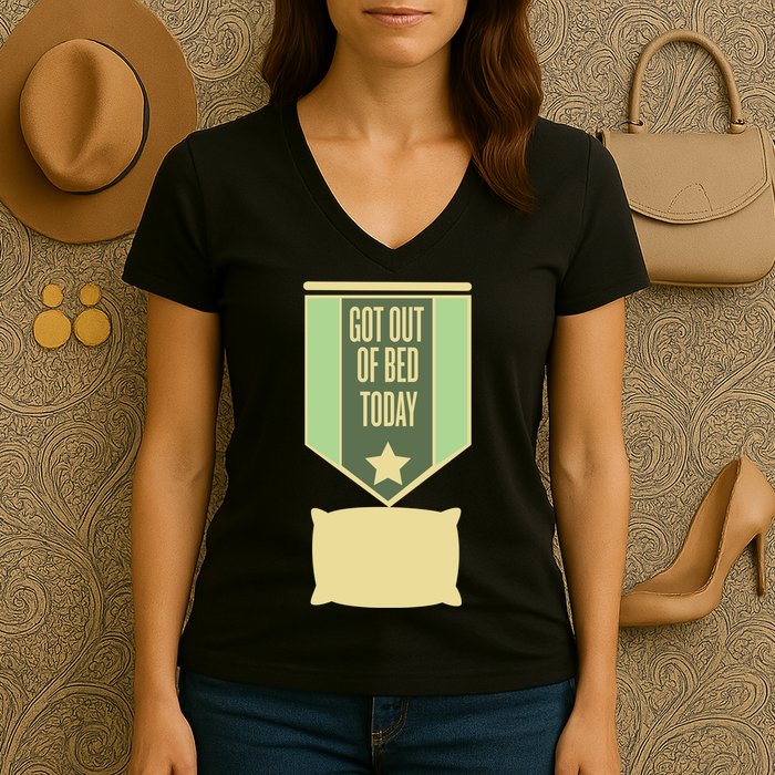 Get Out Of Bed Women's V-Neck T-Shirt