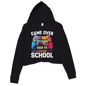 Game Over Back To School Gamer Game Lover Crop Fleece Hoodie