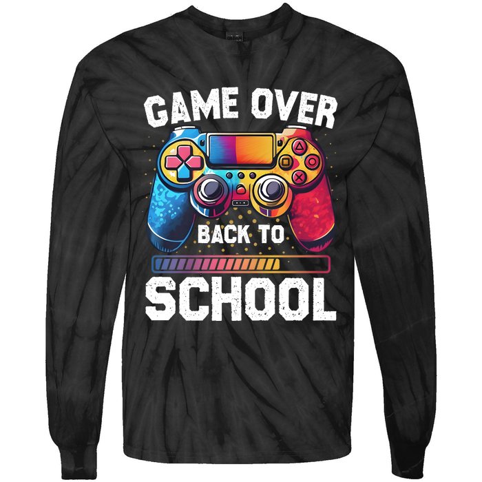 Game Over Back To School Gamer Game Lover Tie-Dye Long Sleeve Shirt