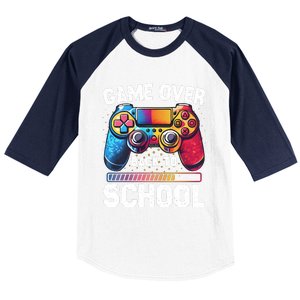 Game Over Back To School Gamer Game Lover Baseball Sleeve Shirt