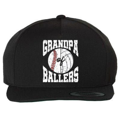 Grandpa Of Ballers Ball Grandfather Volleyball Baseball Wool Snapback Cap