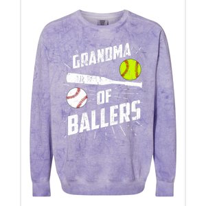 Grandma Of Ballers Funny Baseball Softball Mothers Day Gift Colorblast Crewneck Sweatshirt