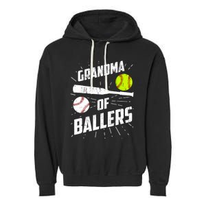 Grandma Of Ballers Funny Baseball Softball Mothers Day Gift Garment-Dyed Fleece Hoodie