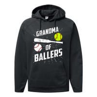 Grandma Of Ballers Funny Baseball Softball Mothers Day Gift Performance Fleece Hoodie