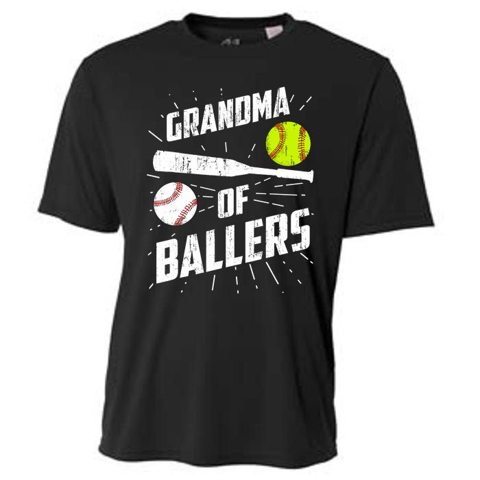 Grandma Of Ballers Funny Baseball Softball Mothers Day Gift Cooling Performance Crew T-Shirt