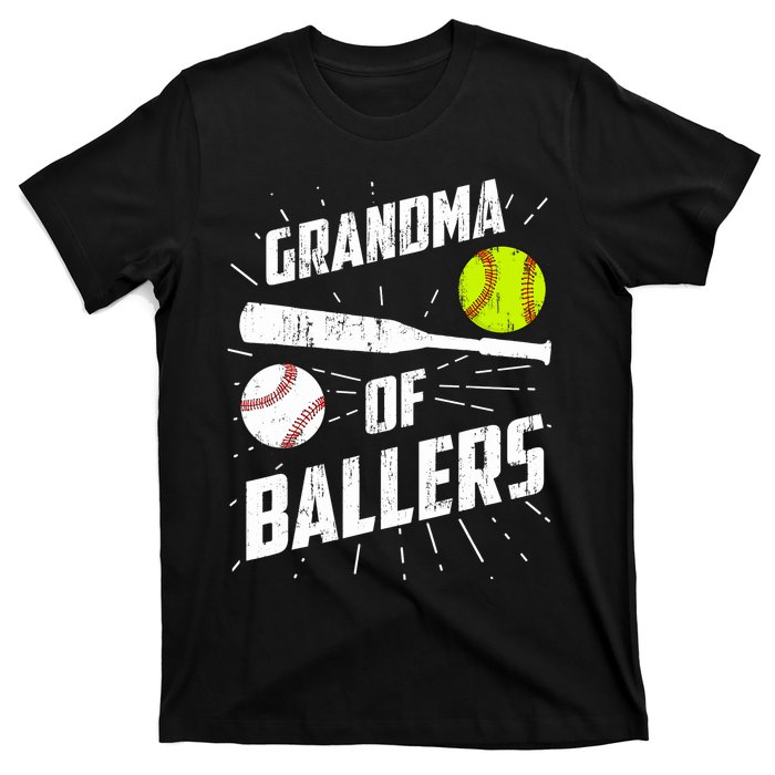 Grandma Of Ballers Funny Baseball Softball Mothers Day Gift T-Shirt