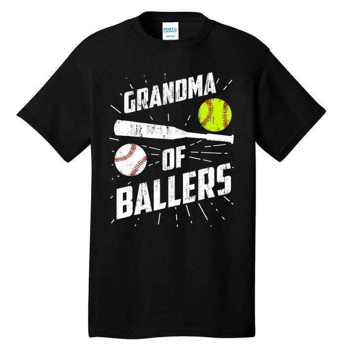 Grandma Of Ballers Funny Baseball Softball Mothers Day Gift Tall T-Shirt