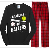 Grandma Of Ballers Funny Baseball Softball Mothers Day Gift Long Sleeve Pajama Set