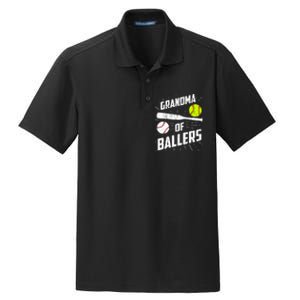 Grandma Of Ballers Funny Baseball Softball Mothers Day Gift Dry Zone Grid Polo