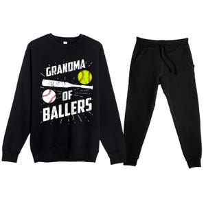 Grandma Of Ballers Funny Baseball Softball Mothers Day Gift Premium Crewneck Sweatsuit Set