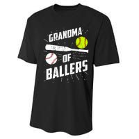 Grandma Of Ballers Funny Baseball Softball Mothers Day Gift Performance Sprint T-Shirt