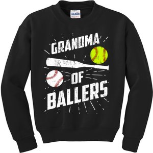 Grandma Of Ballers Funny Baseball Softball Mothers Day Gift Kids Sweatshirt