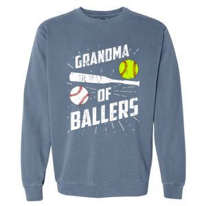 Grandma Of Ballers Funny Baseball Softball Mothers Day Gift Garment-Dyed Sweatshirt