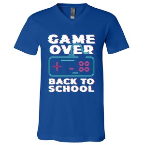 Game Over Back To School Now Institution School Gift V-Neck T-Shirt