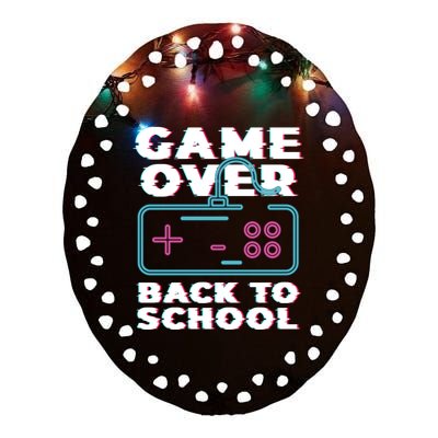 Game Over Back To School Now Institution School Gift Ceramic Oval Ornament