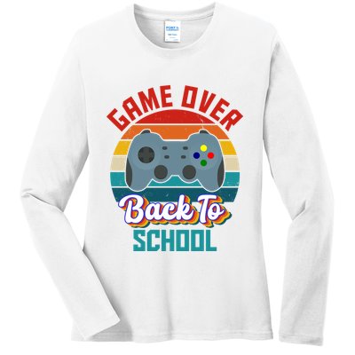 Game Over Back To School Funny Gamer Ladies Long Sleeve Shirt