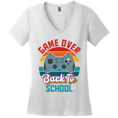 Game Over Back To School Funny Gamer Women's V-Neck T-Shirt