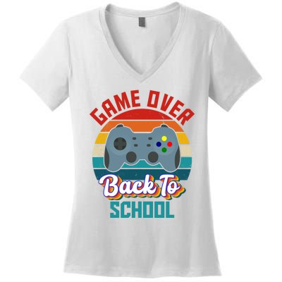 Game Over Back To School Funny Gamer Women's V-Neck T-Shirt