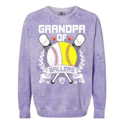 Grandpa Of Ballers Baseball Lover Gift Colorblast Crewneck Sweatshirt