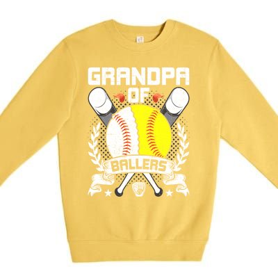 Grandpa Of Ballers Baseball Lover Gift Premium Crewneck Sweatshirt