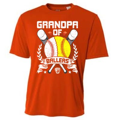 Grandpa Of Ballers Baseball Lover Gift Cooling Performance Crew T-Shirt