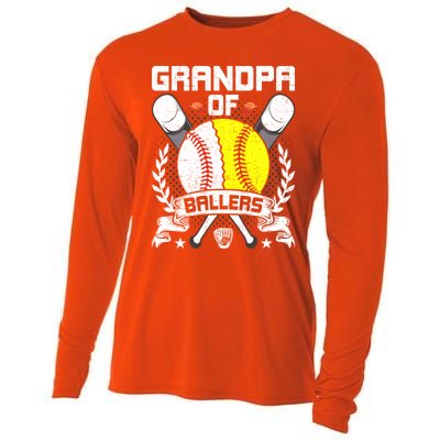 Grandpa Of Ballers Baseball Lover Gift Cooling Performance Long Sleeve Crew