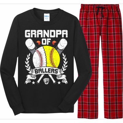 Grandpa Of Ballers Baseball Lover Gift Long Sleeve Pajama Set